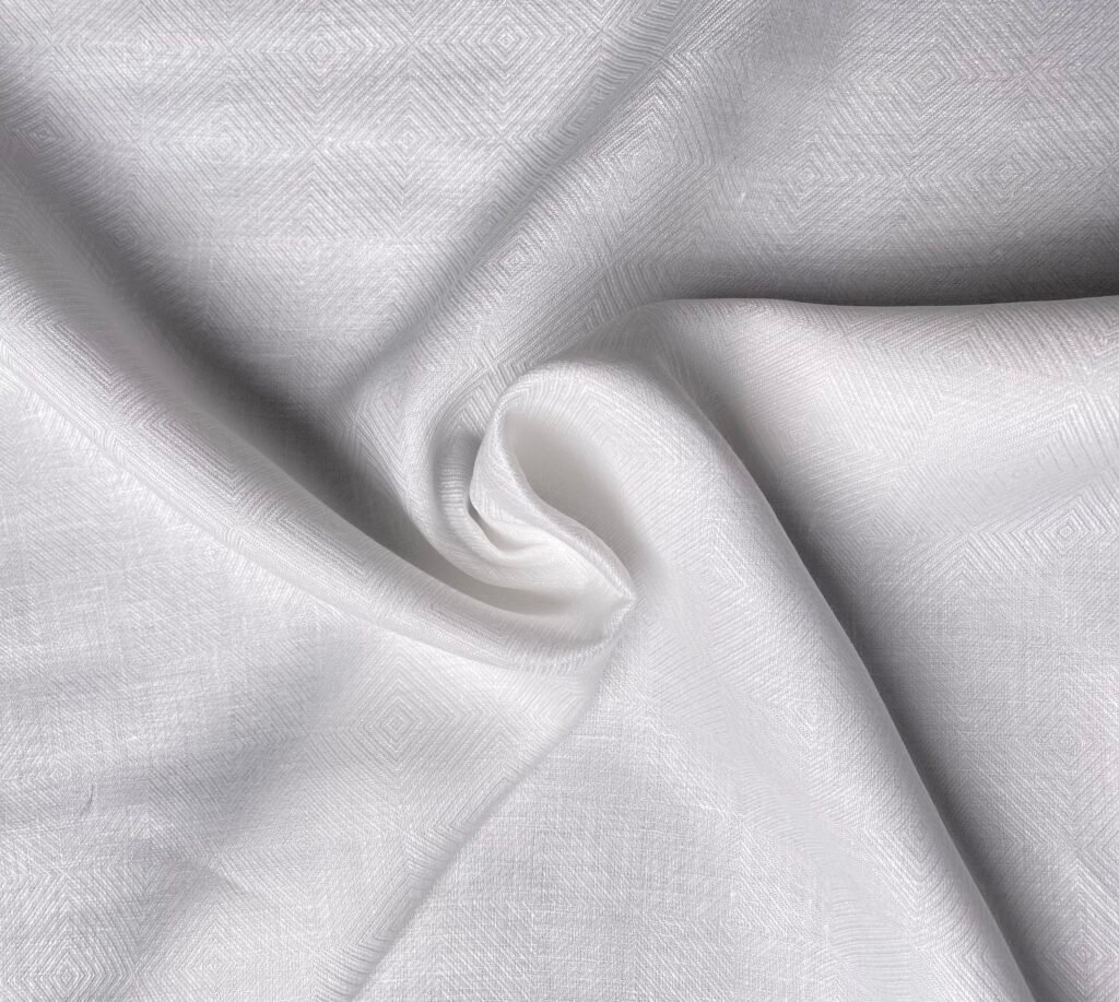 White Self Design Shirt Fabric