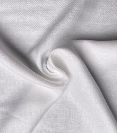 White Self Design Shirt Fabric