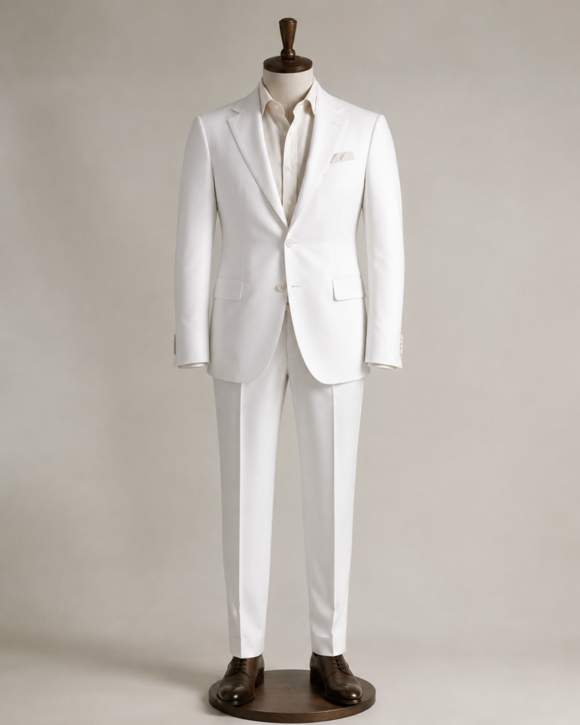 White TR Suiting Fabric