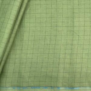 Green Checks Linen Fabric