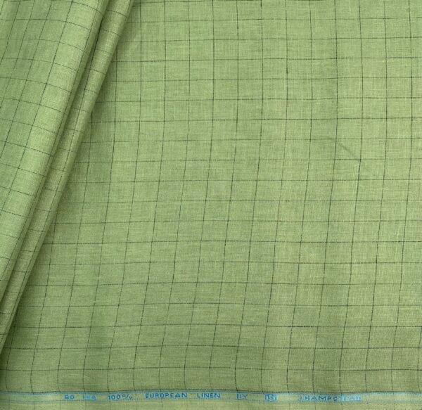 Green Checks Linen Fabric