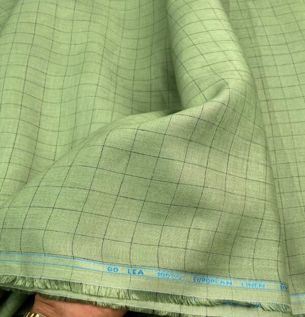 Green Checks Linen Fabric