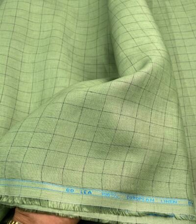 Green Checks Linen Fabric
