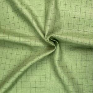 Green Checks Linen Fabric
