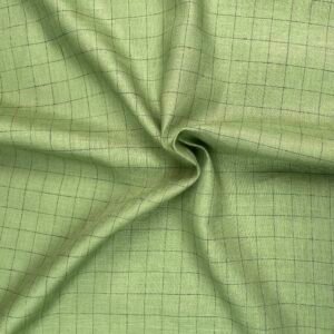 Green Checks Linen Fabric