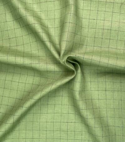 Green Checks Linen Fabric