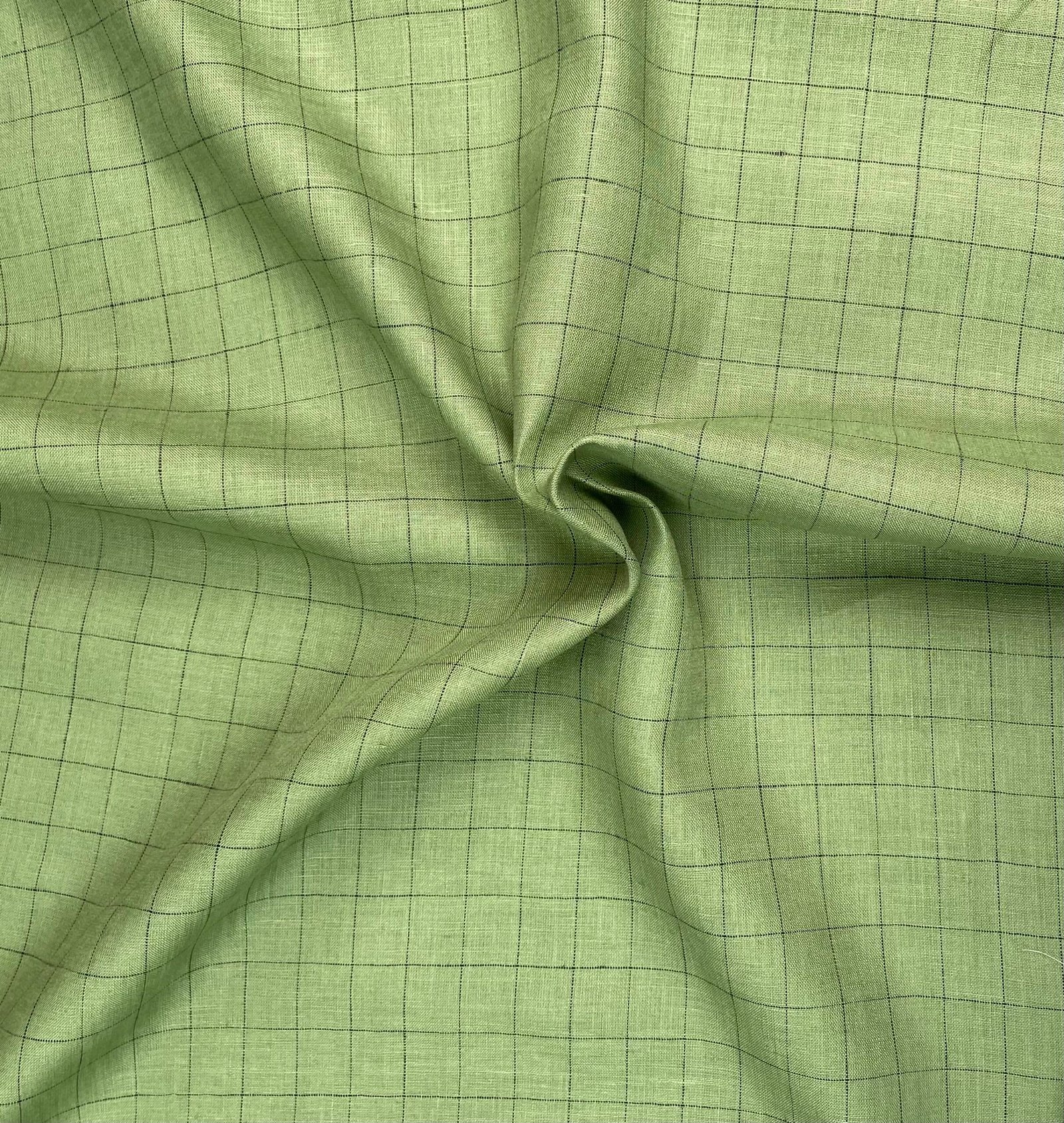 Green Checks Linen Fabric Green Checks Linen Fabric