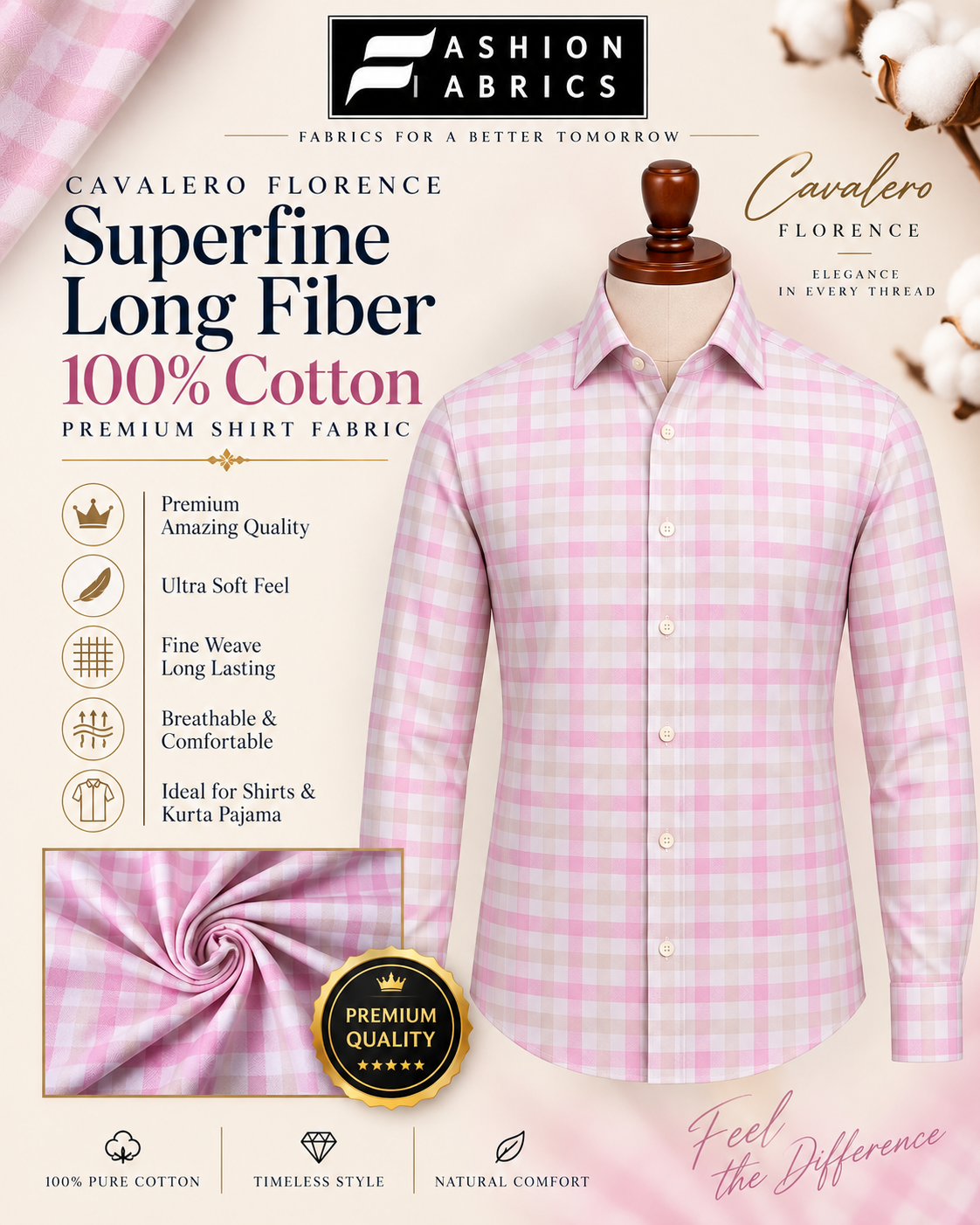 Cavalero Florence Cotton Shirt Fabric Cavalero Florence Cotton Shirt Fabric